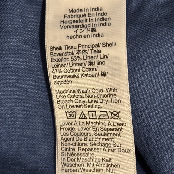 New J.Crew Linen Blend Button Down Shirt Mens M Blue Long Sleeve Two Pockets NWT - Picture 8 of 10